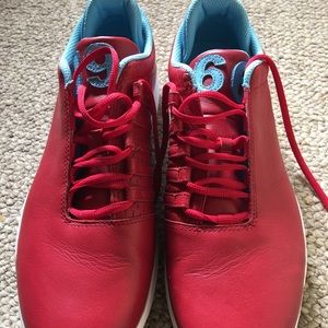 Red sneakers practically new